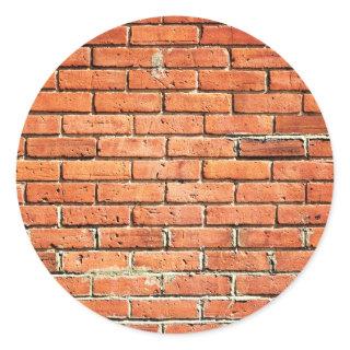 Red Orange Small Brick Urban Wall Classic Round Sticker