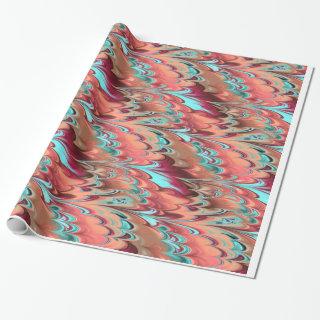 Red, Orange & Turquoise Marbled Pattern