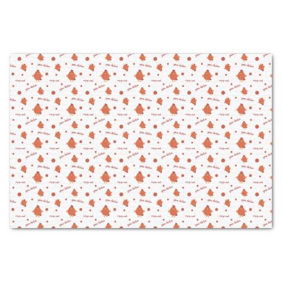 Red & Orange Yarn Chicken Patterned Tissue Paper