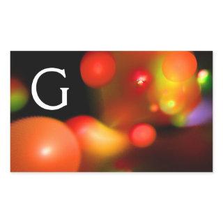 RED ORANGE YELLOW BLACK  FRACTAL BUBBLES MONOGRAM RECTANGULAR STICKER