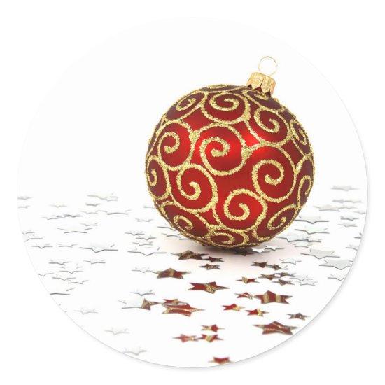 Red Ornament and Stars Sticker