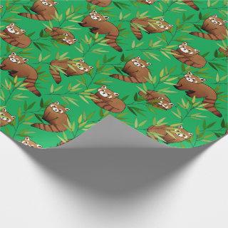 Red Panda & Bamboo Leaves Pattern