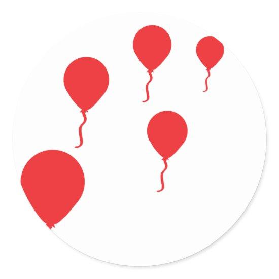 red party balloons icon classic round sticker