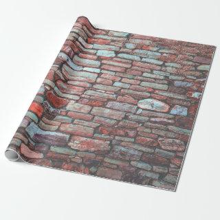 Red pavement bricked wall