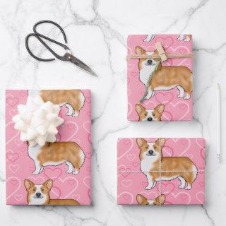 Red Pembroke Welsh Corgi Love Heart Pattern Pink  Sheets