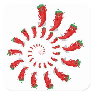 Red Pepper Diva Spiral Square Sticker