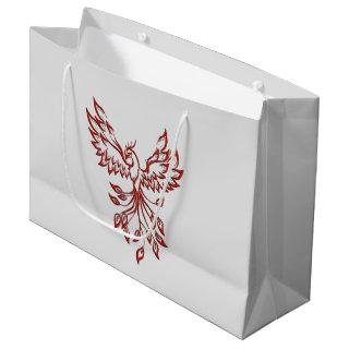 Red Phoenix Rises Silver Large Gift Bag