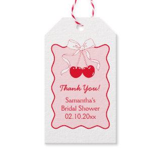 Red Pink Bow Cherry On Top Bridal Shower Favor Gift Tags