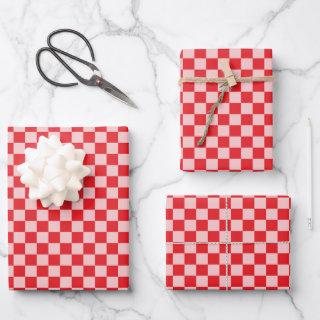 Red Pink Checkered Pattern  Sheets