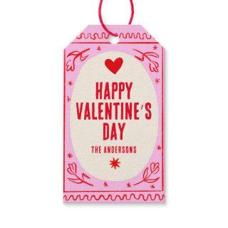 Red Pink Heart Happy Valentine’s Day  Gift Tags