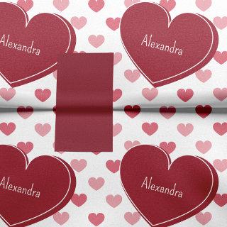 Red + Pink Hearts Pattern w/ Name Valentine's Day Tissue Paper