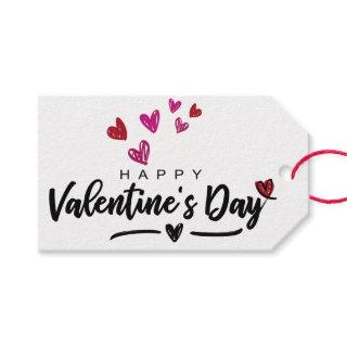 Red Pink Scribbled Hearts Valentine's Day Script Gift Tags