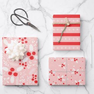 Red Pink White Holly Berries Mistletoe Christmas  Sheets