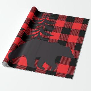 Red Plaid Black Bear Silhouette