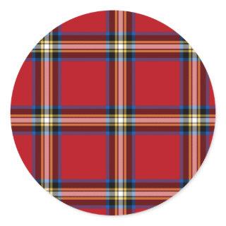 Red Plaid, Royal Stewart Tartan Classic Round Sticker