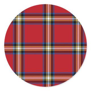 Red Plaid, Royal Stewart Tartan Classic Round Sticker