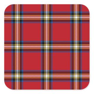 Red Plaid, Royal Stewart Tartan Square Sticker