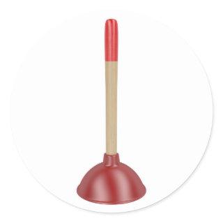 Red plunger classic round sticker