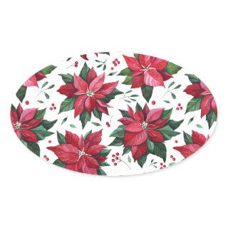 Red  Poinsettia and Berries Sticker