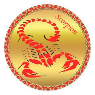 Red poisonous scorpion very venomous insect classic round sticker
