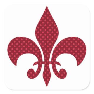 Red Polka Dot Fleur de Lis Sticker