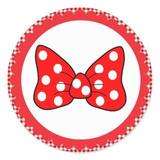 Red Polka Dots Bow on White Background Classic Rou Classic Round Sticker