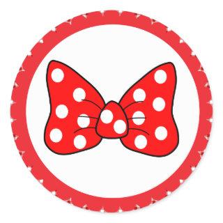 Red Polka Dots Bow on White Background Classic Rou Classic Round Sticker