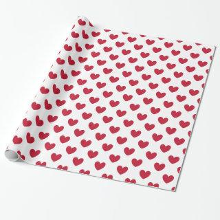 Red polka hearts on white