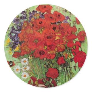 Red Poppies and Daisies by Vincent van Gogh Classic Round Sticker