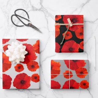 Red Poppies on Black n Gray   Sheets