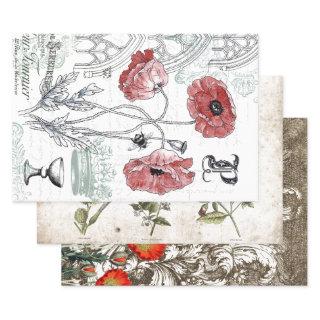RED POPPY BOTANICALS HEAVY WEIGHT DECOUPAGE  SHEETS