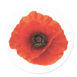 Red Poppy Classic Round Sticker