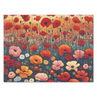 Red Poppy Field Fauvism Painting Decoupage Tissue Paper