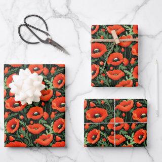 Red Poppy Flowers Floral Greenery Birthday Bridal   Sheets