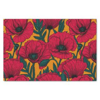 Red poppy garden tissue paper
