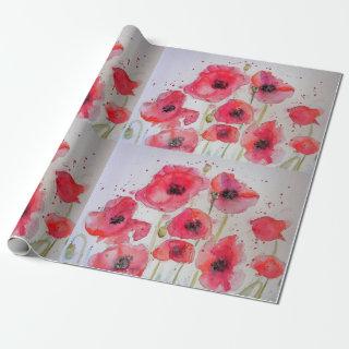 Red Poppy Poppies Party Watercolor