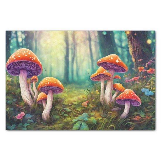 Red Psychedelic Mushrooms in the Forest Tissue Paper