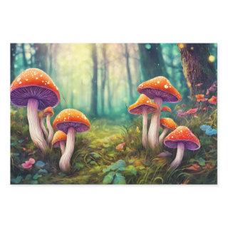 Red Psychedelic Mushrooms in the Forest  Sheets