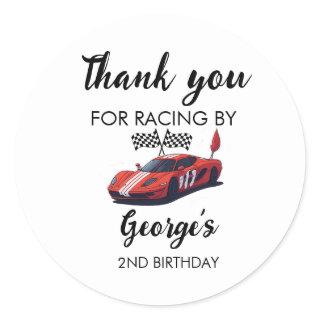 Red Race Car 2nd Birthday Classic Round Sticker
