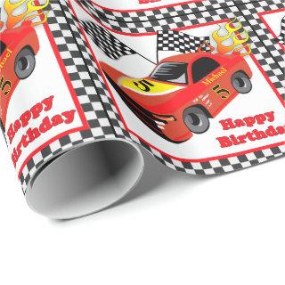 Red Race Car Black Check Personalize