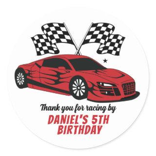 Red Racing Car for Kids Boys Birthday Party Classic Round Sticker