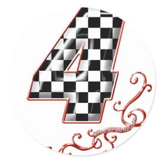 red racing number 4 classic round sticker