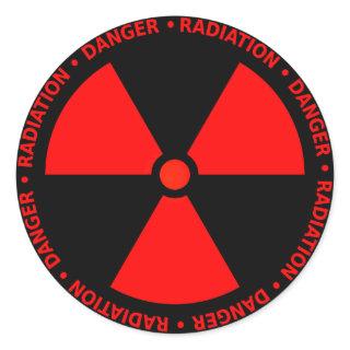 Red Radiation Warning Classic Round Sticker