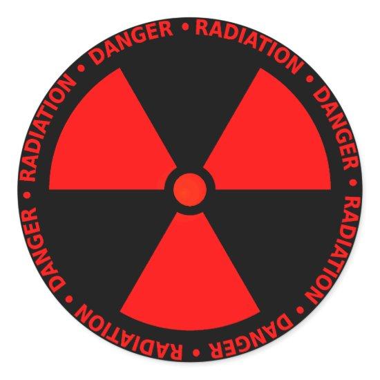 Red Radiation Warning Classic Round Sticker