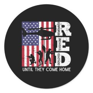 RED Remember Everyone Deployed Flag Helicopter Mem Classic Round Sticker