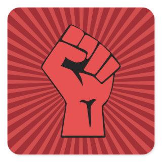 Red Revolutionary Fist Square Sticker
