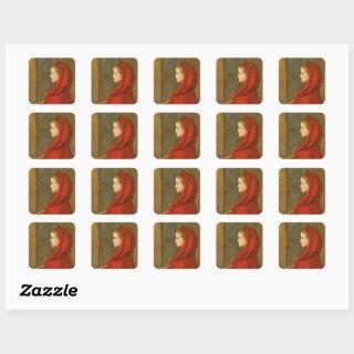 Red Riding Hood (by John Everett Millais) Square Sticker