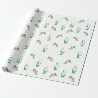 Red Robin Birds and Snowdrops, Galanthus nivalis