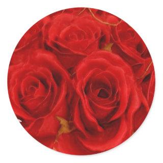 Red Rose Bouquet Classic Round Sticker