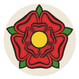 Red Rose of Lancaster, England Emblem of Royalty Classic Round Sticker